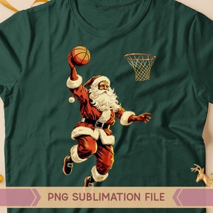 Père Noël de basket-ball Png, Père Noël jouant au basket-ball Png, Noël sportif, Père Noël plongeant, Basketball de Noël, Clipart