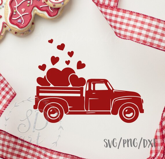 Download Free Valentines Red Truck Svg Valentines Vintage Truck Svg Etsy SVG Cut Files