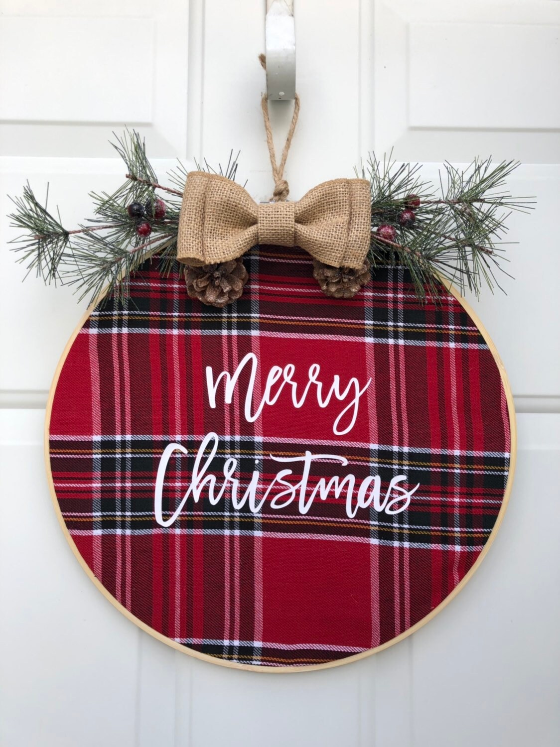 Embroidery Hoop Wreath With Fabric / Christmas Wreath / Etsy