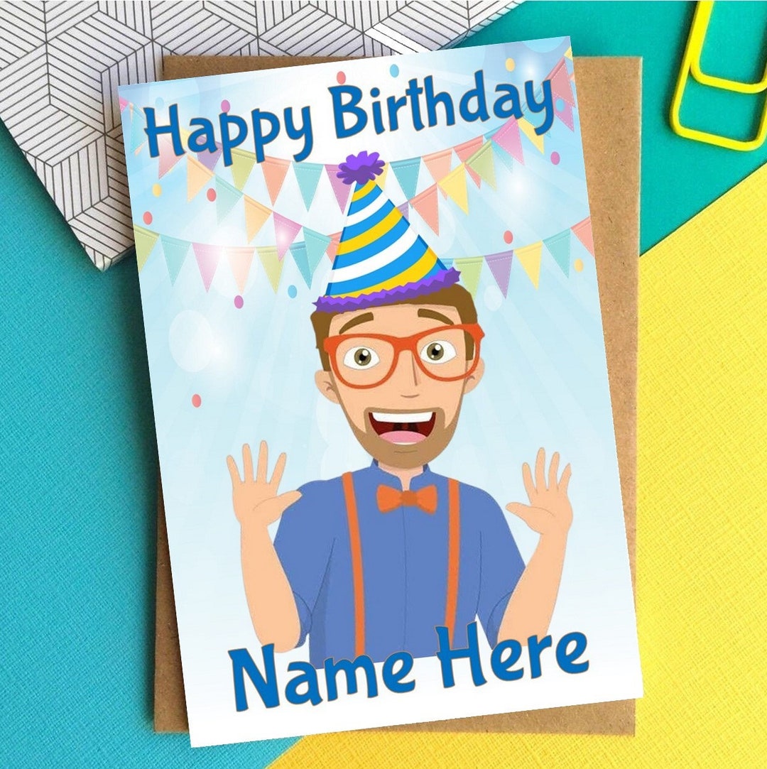 Personalised Blippi Birthday Card - Etsy