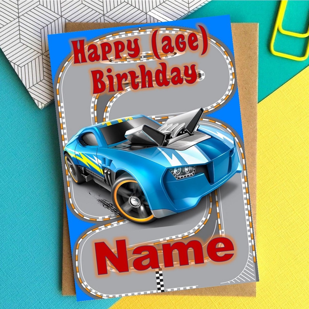 Personalised Hot Wheels Birthday Card - Etsy