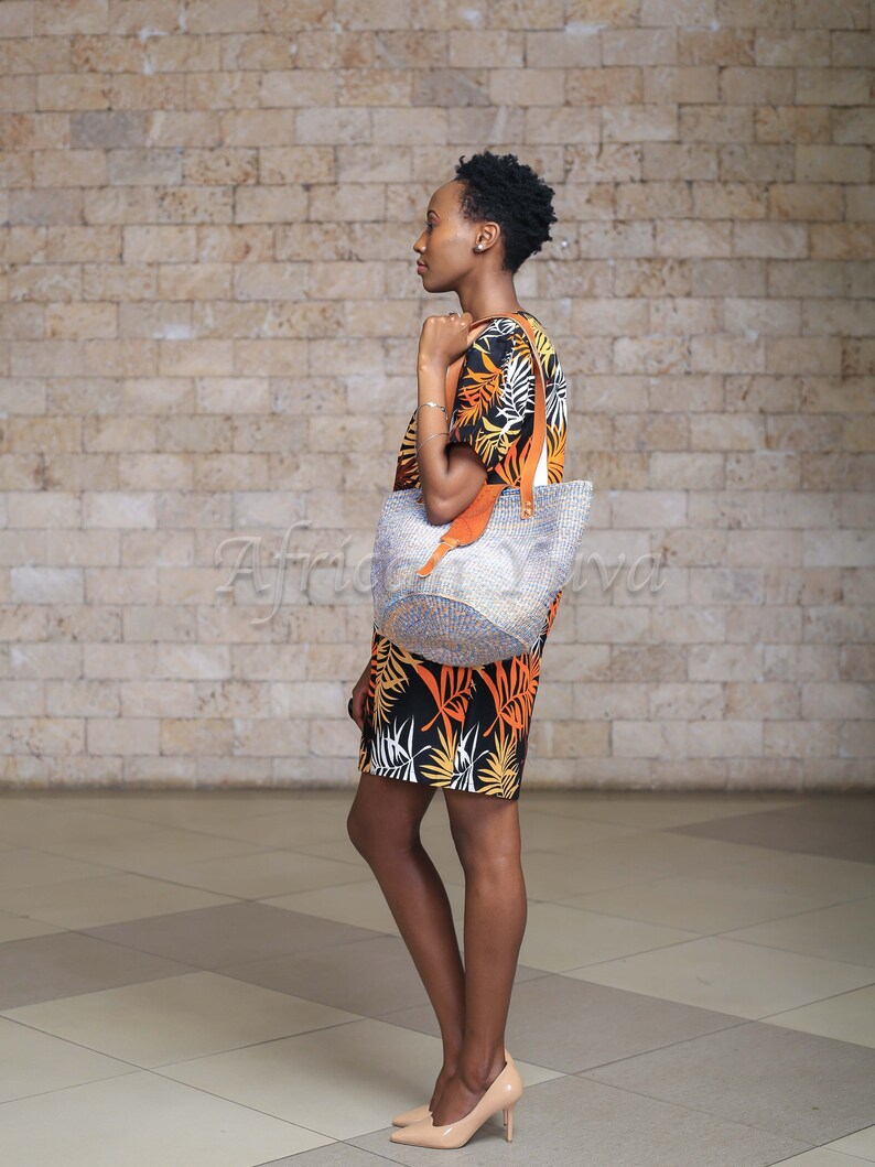 Blue Sisal Basket; Kiondo bag; African tote bag; Handbag; Sisal tote bag; African basket