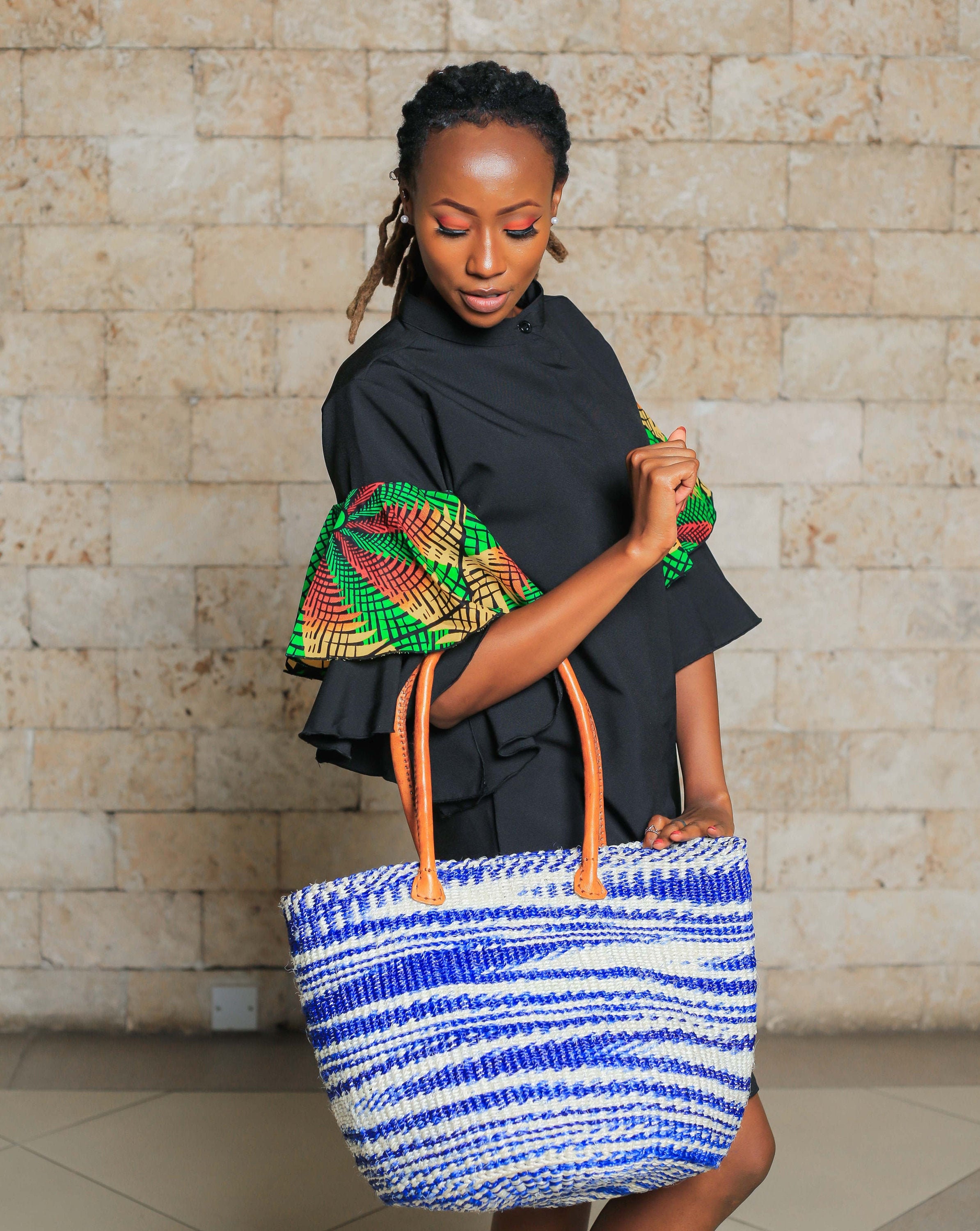 Blue & White Tote Bag Kiondo Bag African Tote Bag Handbag | Etsy