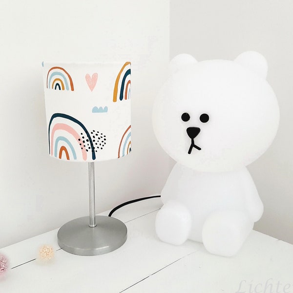 Tischlampe Regenbogen, Kinderlampe, Rainbow, Nachttischlampe, Table lamp, Lampenschirm, Lampenfuss, Leuchte, Babyzimmer, Kinderzimmer