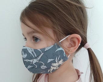 Face mask, cloth mask 2 - 3 layers, children, adults, dinosaurs, animals, mouth and nose mask, face mask, cotton, washable