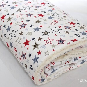 Baby blanket, teddy fur, star colorful, cuddly blanket, teddy fur, cradle blanket, maxi cosi blanket, stroller blanket, stars, personalized