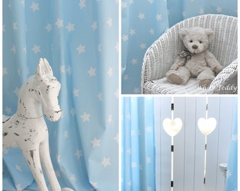 Curtain Curtain Stars light blue/white 130 x 240