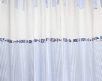Rideau rideau maritime rayure bleu clair tissant mur maritim rideaux écharpe bébé chambre de bébé rideaux de chambre enfants