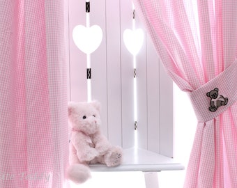 Rideau Gardine Karo rose ours en peluche écharpe pépinière bébé chambre rideaux ours en peluche coton animaux rideaux ours animaux en peluche