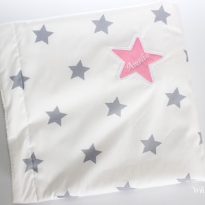 Baby blanket Teddy fur Large star white/grey