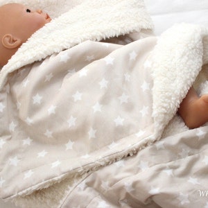 Baby blanket Teddyfell Stars beige cuddly blanket stars Children&#39;s blanket Cotton Sofa blanket Children&#39;s room Stroller blanket Cotton personalized