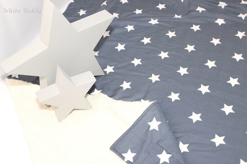 Manta Ensueño XXL Estrellas Maxi gris/blanco imagen 3