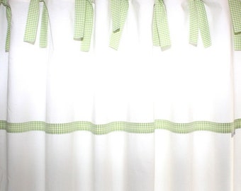 Lever de rideau crème vert sangle Vichy plaid vert / blanc rideaux écharpe écharpe de bébé rideaux de chambre de bébé enfants