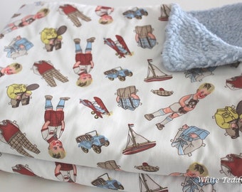 Babydecke, Teddyfell, Boote, Schiffe, kleine Jungen, Baumwolle, Name, Kuscheldecke, Kinderzimmer, Kinderwagendecke, Bettdecke