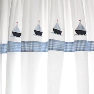 Curtain, curtain, sailboat, curtains, scarf, white light blue