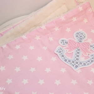 Baby blanket, anchor, serne pink, maritim, cuddly blanket, children&#39;s blanket, stroller blanket, teddy fur, maxi cosi blanket, anchor, personalized
