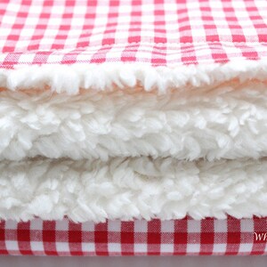 Warme Kuscheldecke XXL Vichy Karo rot/weiss Tagesdecke Decke Sofadecke Bettüberwurf Teddyfell Baumwolle Bild 2