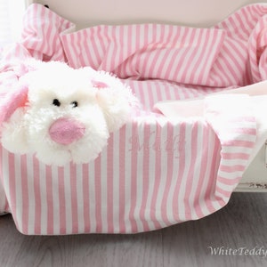 Dog blanket teddy fur pink stripes cuddly blanket dog cup blanket dog blanket plush blanket pet puppy blanket