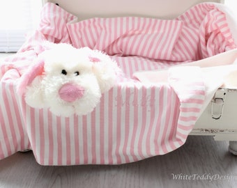 Hondendeken teddy bont roze strepen knuffelige deken hond beker deken hond deken pluche deken huisdier puppy deken