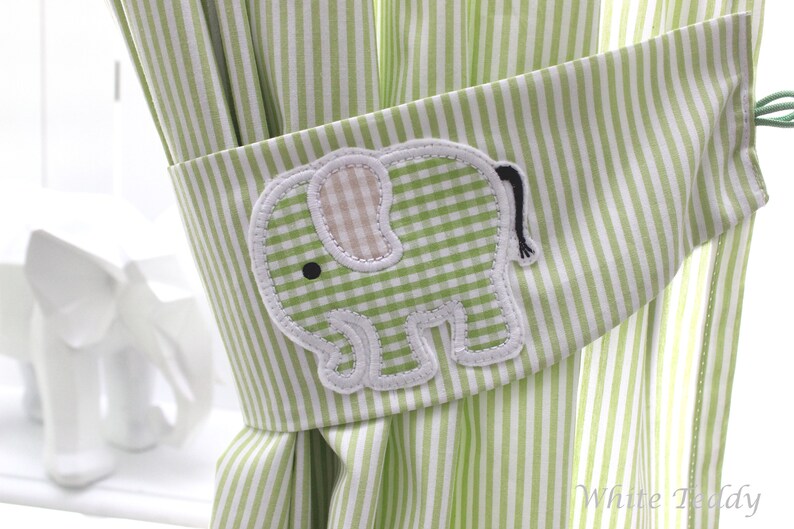Vorhang Gardine Elefant Schal Streifen grün Kinderzimmer ...