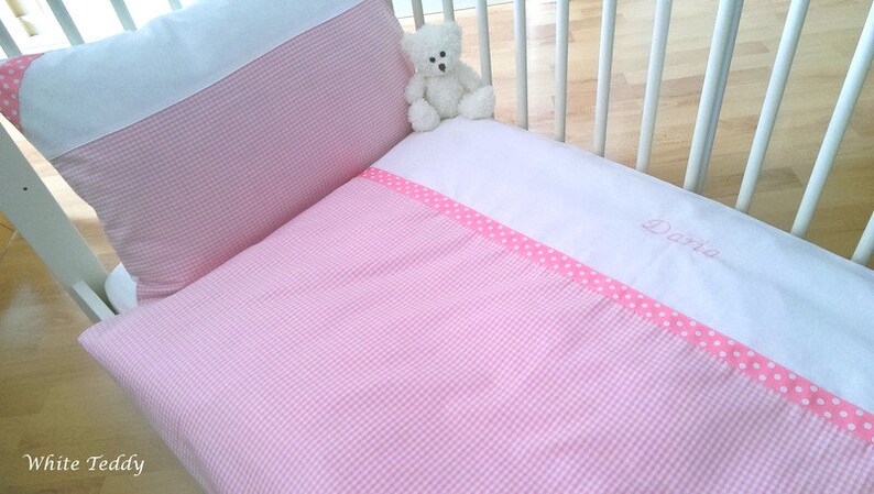 Shops Baby Bedding 100 x 135 Vichy Rosa + Name