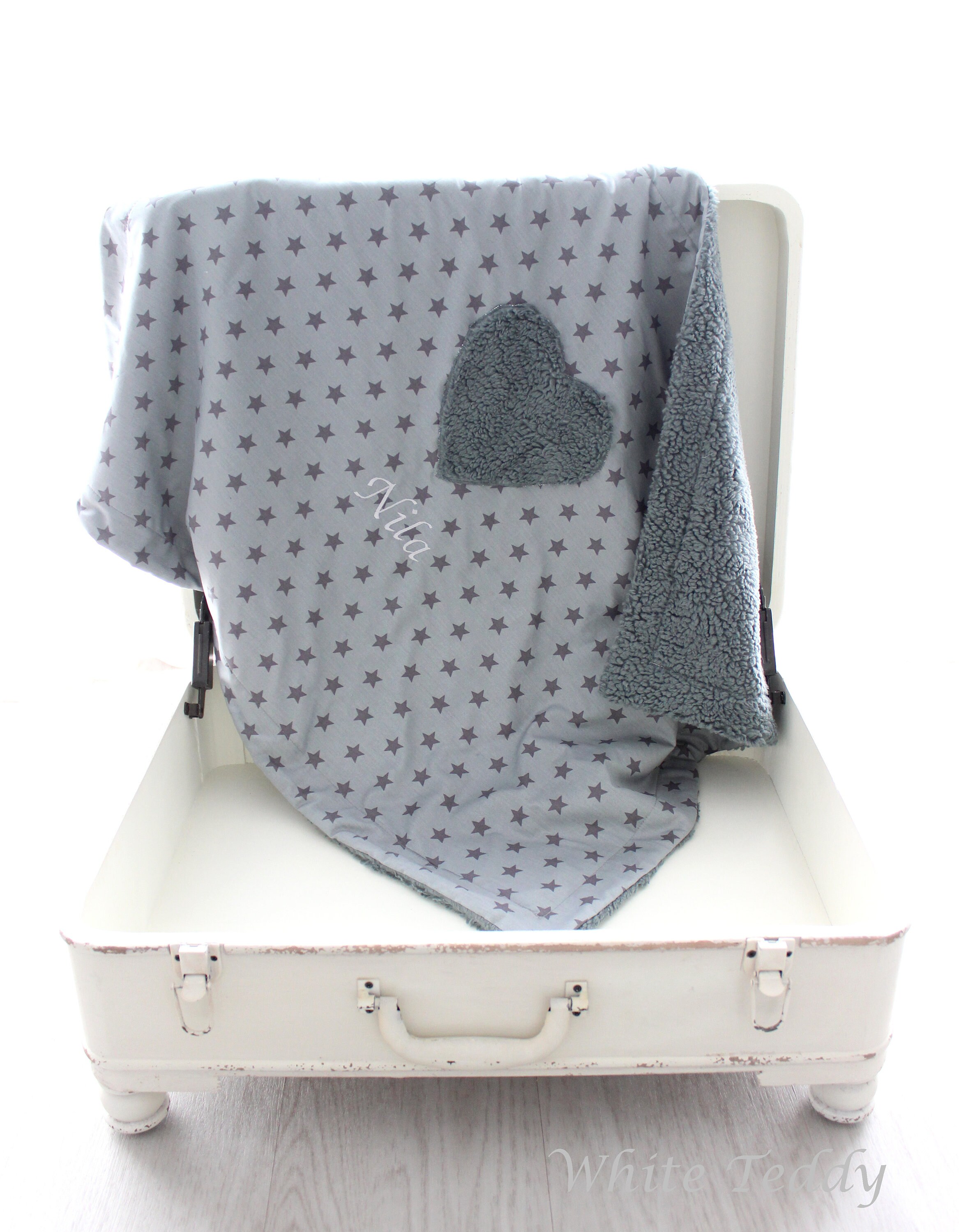 Hundedecke Teddyfell Sterne grau Kuscheldecke Hund Etsy