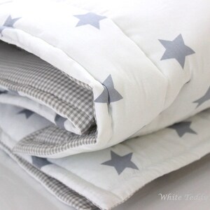 Krabbeldecke Babydecke Sterne/Vichy grau/weiss Bild 4