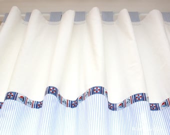 Vorhang Maritim blaue Streifen Webband maritim Vorhänge hellblau Schal Kinderzimmer Babyzimmer Jungenzimmer curtains children