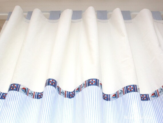 Vorhang Maritim Blaue Streifen Schlaufen 140x240cm