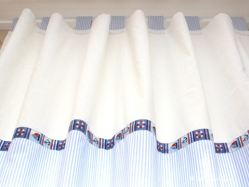 Vorhang Maritim Blaue Streifen Webband Maritim Vorhange Etsy