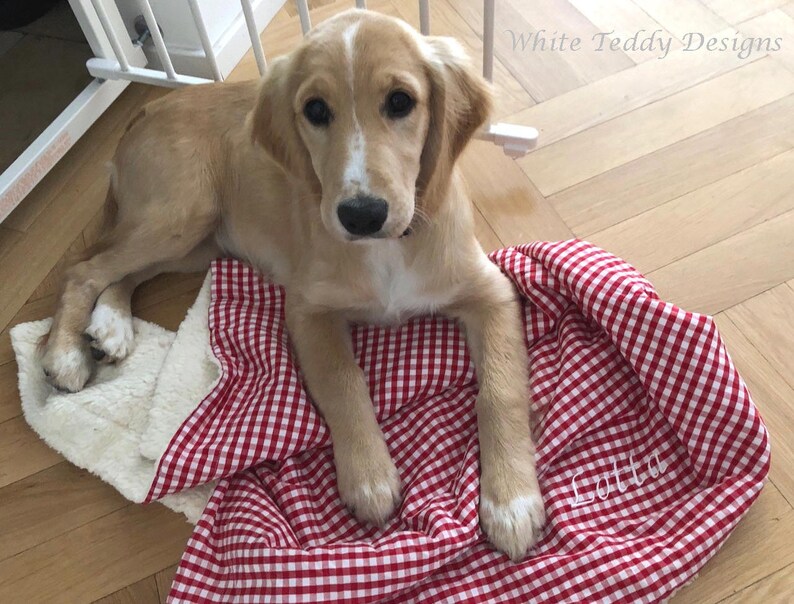 Hundedecke Teddyfell Vichy Karo rot/weiss Kuscheldecke Hund Etsy