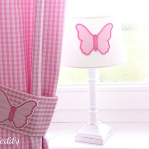 Vorhang Schmetterling Vichy Karo rosa Gardine Schal Vorhänge mit Raffhalter Babyzimmer Kinderzimmer curtains children butterfly Bild 2