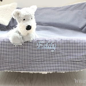 Dog blanket Teddy fur Vichy Check marine cuddly blanket dog blanket dog blanket plush blanket animal blanket dark blue puppy blanket
