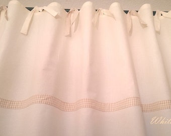 Crème de rideau sangle Vichy plaid beige rideaux écharpe écharpe de bébé rideaux de chambre enfants