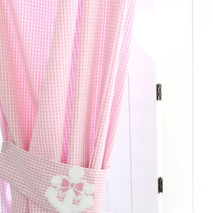 Vorhang maritim Anker Mädchen Vichy Karo rosa Gardine Vorhänge mit Raffhalter Mädchenzimmer Kinderzimmer curtains girls children anchor Bild 2