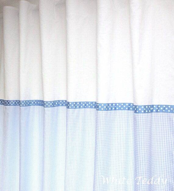 Vorhang Gardine Vichy Karo Hellblau Weiss Schal Kinderzimmer Etsy