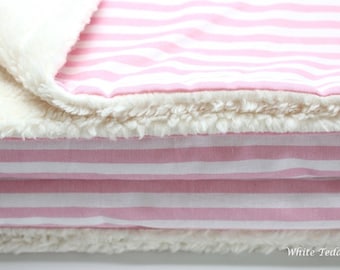 Dreamlike cuddly blanket XXL, sofa blanket, duvet, children's blanket, stripes pink, bed cover