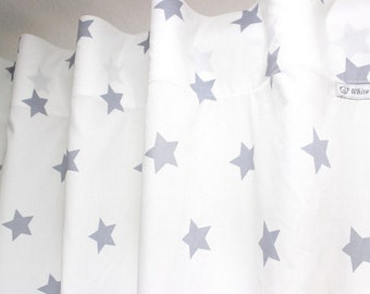 Curtain, curtains, stars, curtains, white/grey, scarf, curtains