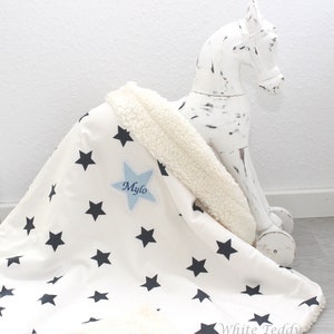 Baby blanket star teddy fur cotton star stroller blanket cuddly blanket cradle blanket personalized