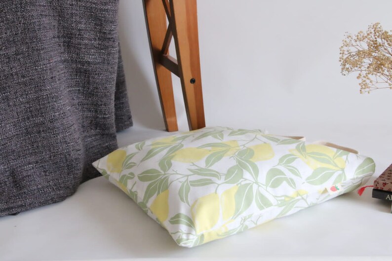 Washable Grocery Bag Lemon Bag Cotton Shopping Bag Shopper Bag Reusable Shopping Bag Foldable Shopping Bag Cloth Grocery Bag