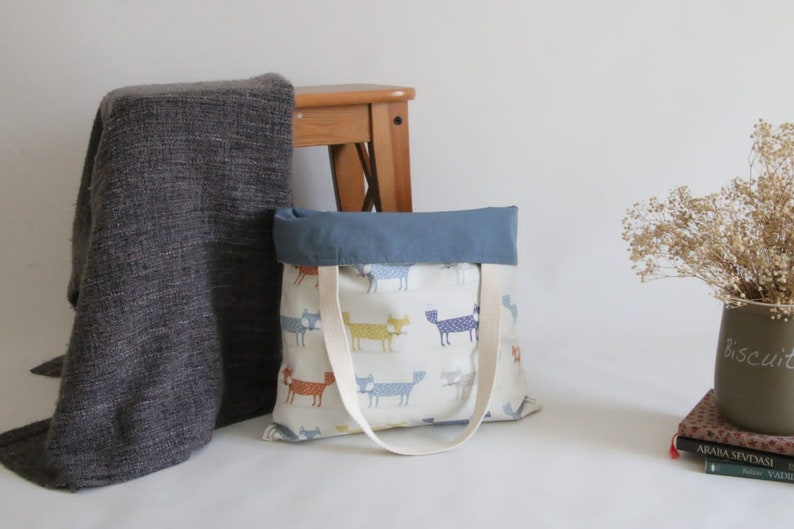 Fox Tote Foldable Shopping Bag Reusable Grocery Bag Cloth Bag Market Tote Washable Shopping Bag Eco Friendly Shoulder Bag Useful Gift