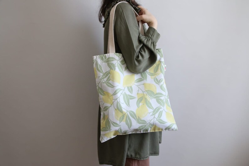 Washable Grocery Bag Lemon Bag Cotton Shopping Bag Shopper Bag Reusable Shopping Bag Foldable Shopping Bag Cloth Grocery Bag