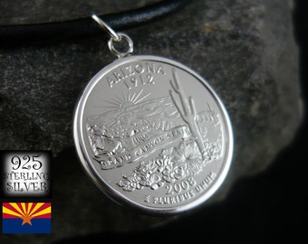Pendant coin US Arizona state 1912 * 925 sterling silver * 18th birthday * gift for women *gift for men*jewelry hand made*necklace with coin
