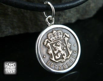 Luxembourg coin pendant 1946 * 925 silver * original bronze coin * for 25th birthday * leather necklace * chain * hand made jewelry