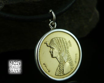 Pendant coin Cleopatra * Egypt * 925 sterling silver * coin Africa * gift for women * hand made * silver pedant jewelry * necklace coin