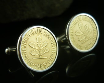 Cufflinks Germany 1983 * silver 925 * gift for him * gift for husband * for 18th birthday * for wedding * European coins