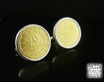 Cufflinks Tunisia * silver 925 * gift for him * gift for husband * for 18th birthday * for wedding * coins brass * gift for friend