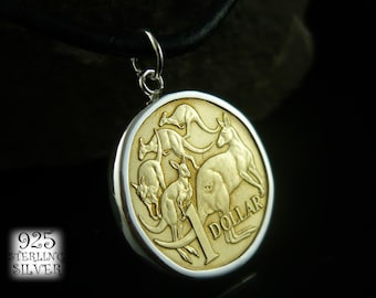 Pendant coin Australia 1984 * 925 sterling silver * for 18th birthday* gift for women * kangaroo * silver jewelry * aluminum bronze coin