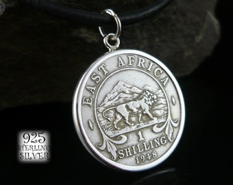 Pendant coin British East Africa * 925 sterling silver * birthday gift * gift for women *gift pendant * silver pedant jewelry * lion 1948
