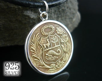 Coin Pendant Peru 1947 * coin with necklace * 925 sterling silver * South America coin * original coin * 18th birthday * hand made jewelry